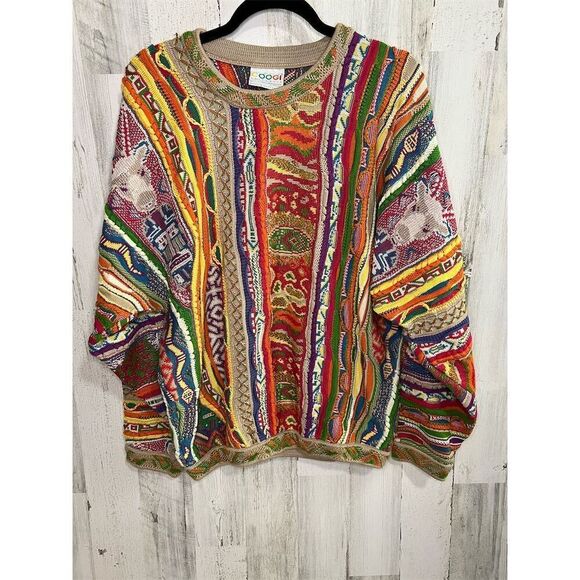 COOGI Other - Vintage COOGI Men's Multicolor 3D textured Knit Sweater Size Large Pullover 90s